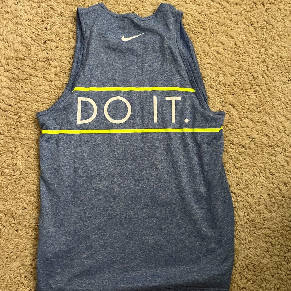 3 blue dry-fit work out tank tops